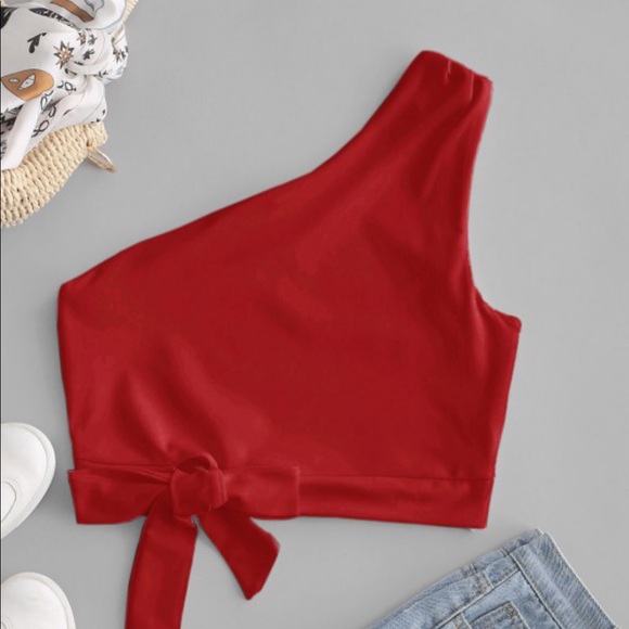 Zaful one shoulder knitted crop top tank top - Picture 2 of 2